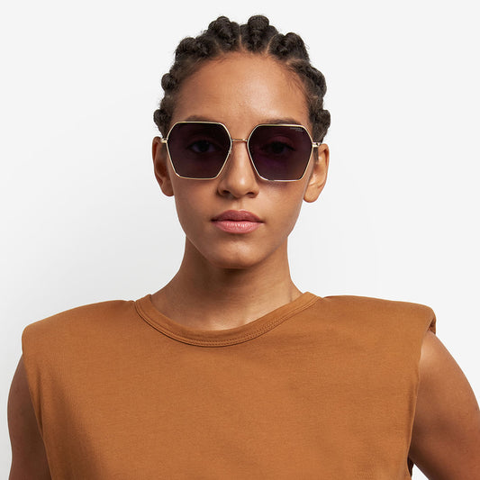 3057 Women's Hexagonal Sunglasses with Gradient Lenses