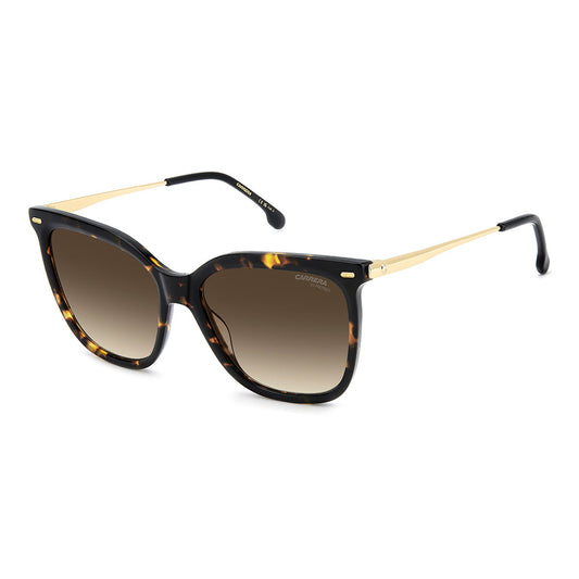 Carrera 3017 Women's Rectangular Frame Designer Sunglasses Havana Gold - angled view