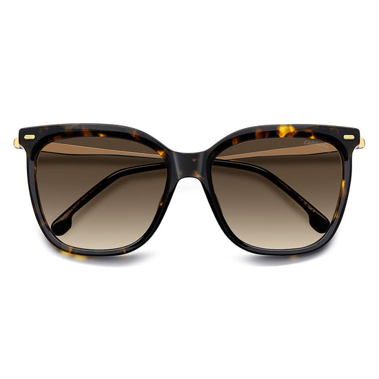 Carrera 3017 Women's Rectangular Frame Designer Sunglasses Havana Gold - close front view