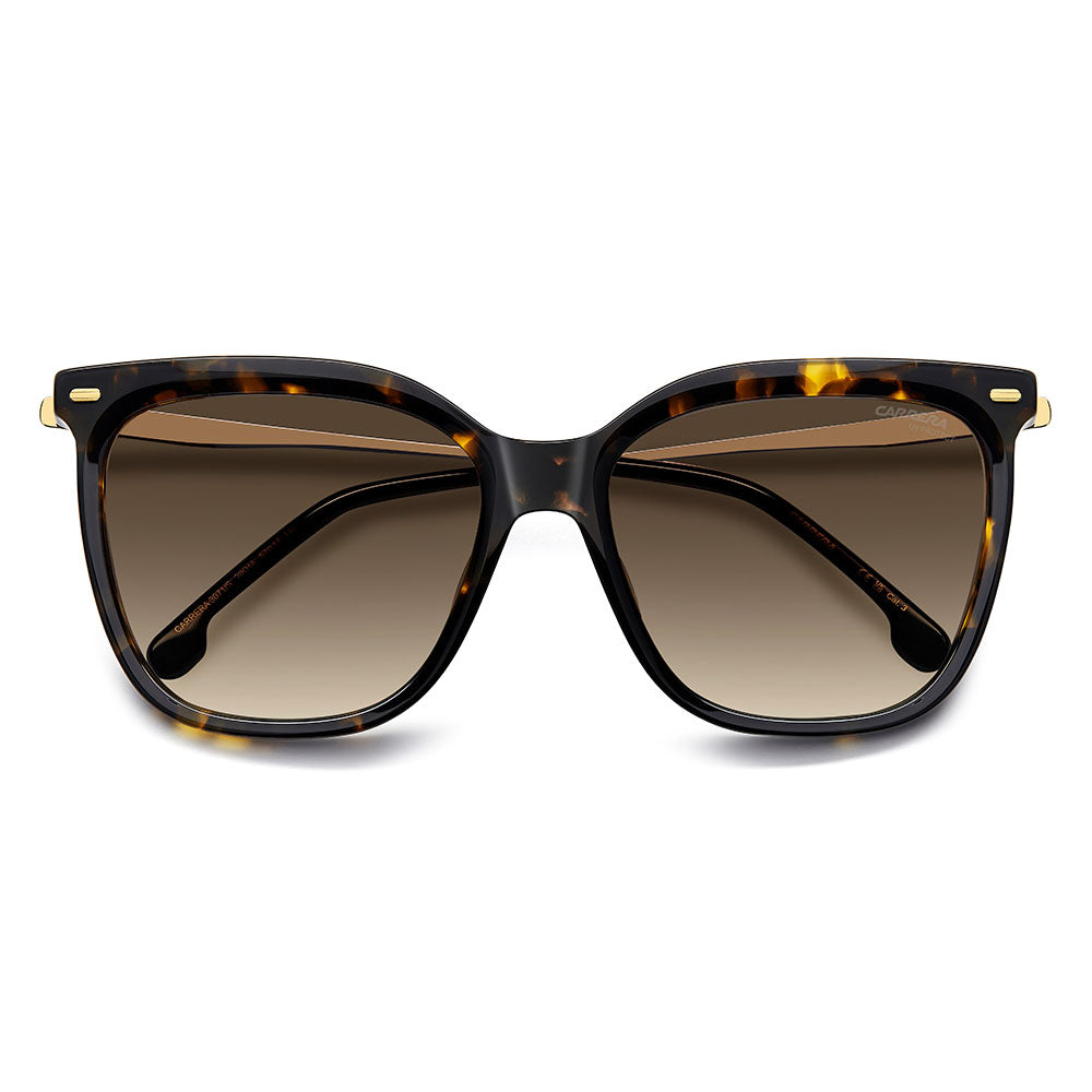 Carrera 3017 Women's Rectangular Frame Designer Sunglasses Havana Gold - close front view