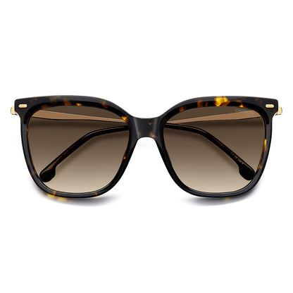 Carrera 3017 Women's Rectangular Frame Designer Sunglasses Havana Gold - close front view