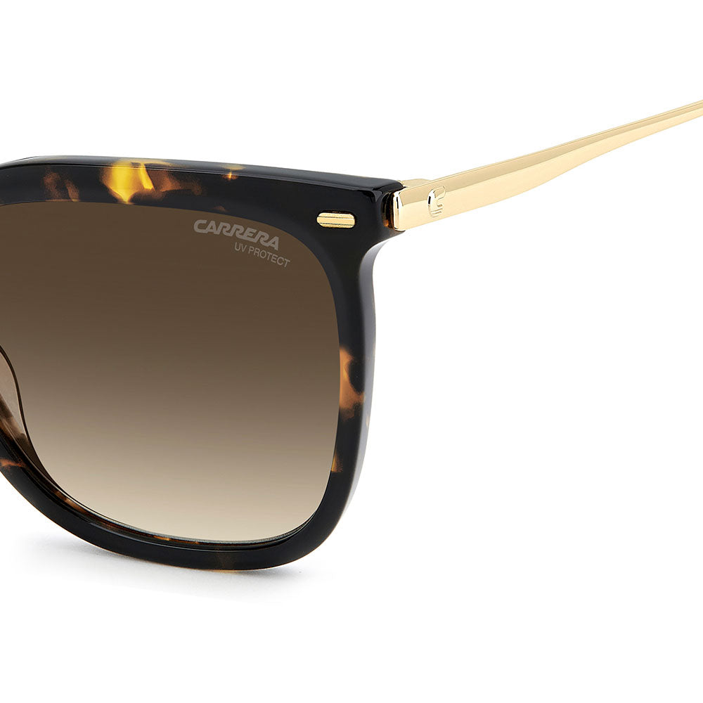 Carrera 3017 Women's Rectangular Frame Designer Sunglasses Havana Gold - temple detail