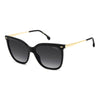 Carrera 3017 Women's Rectangular Frame Designer Sunglasses Black Gold - angled view