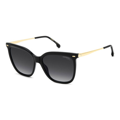 Carrera 3017 Women's Rectangular Frame Designer Sunglasses Black Gold - angled view