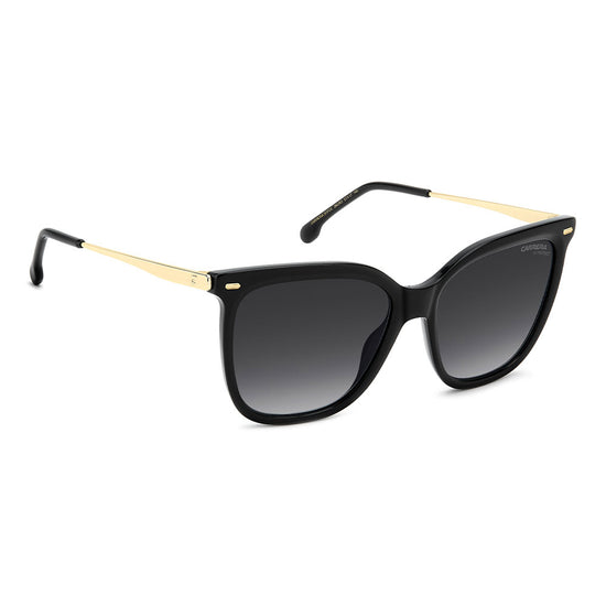 Carrera 3017 Women's Rectangular Frame Designer Sunglasses Black Gold - side view