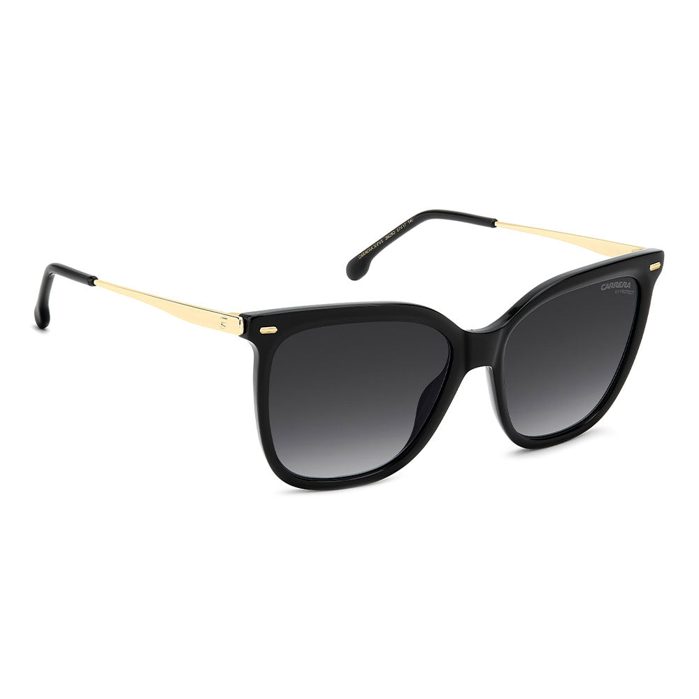 Carrera 3017 Women's Rectangular Frame Designer Sunglasses Black Gold - side view