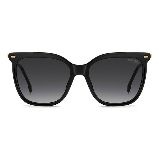 Carrera 3017 Women's Rectangular Frame Designer Sunglasses Black Gold - front view
