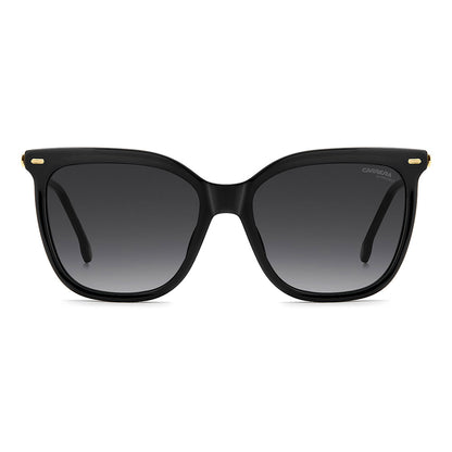 Carrera 3017 Women's Rectangular Frame Designer Sunglasses Black Gold - front view