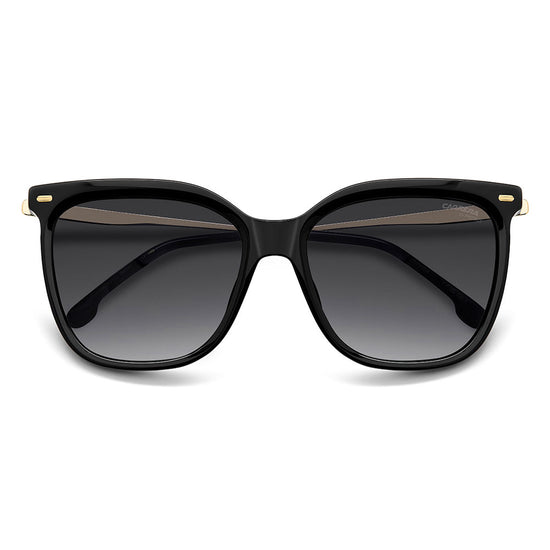 Carrera 3017 Women's Rectangular Frame Designer Sunglasses Black Gold - close front view