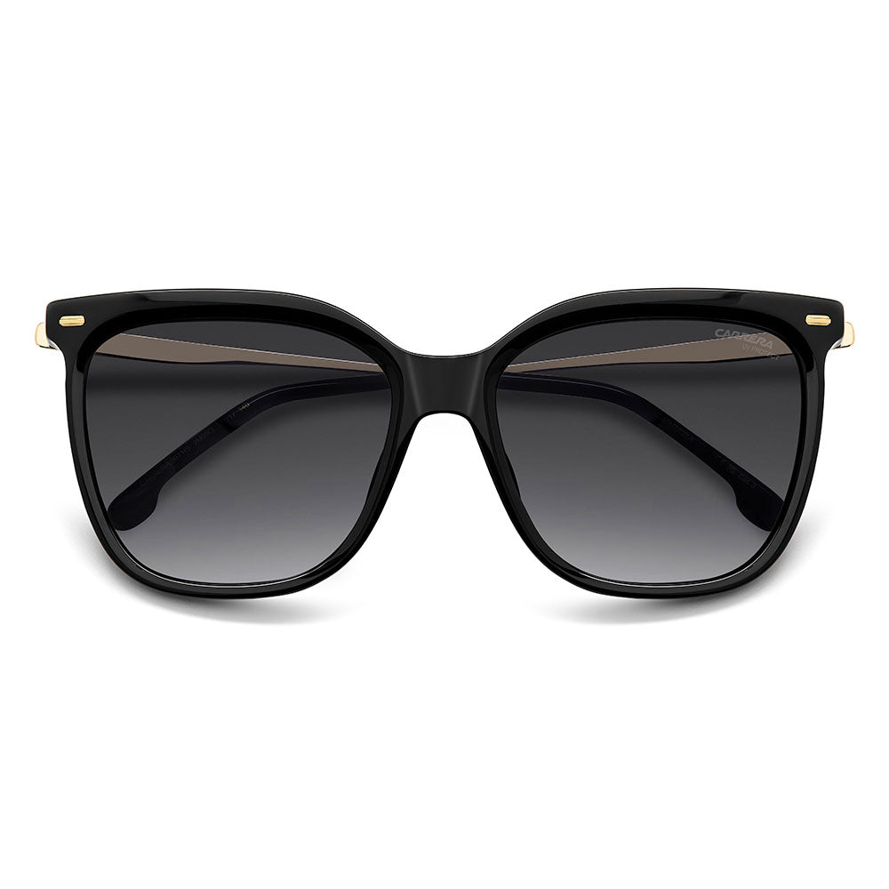 Carrera 3017 Women's Rectangular Frame Designer Sunglasses Black Gold - close front view