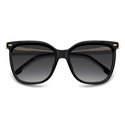 Carrera 3017 Women's Rectangular Frame Designer Sunglasses Black Gold - close front view