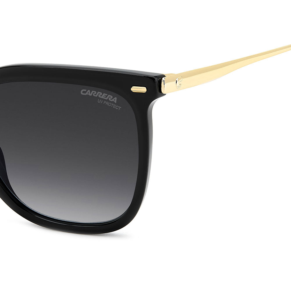 Carrera 3017 Women's Rectangular Frame Designer Sunglasses Black Gold - temple detail