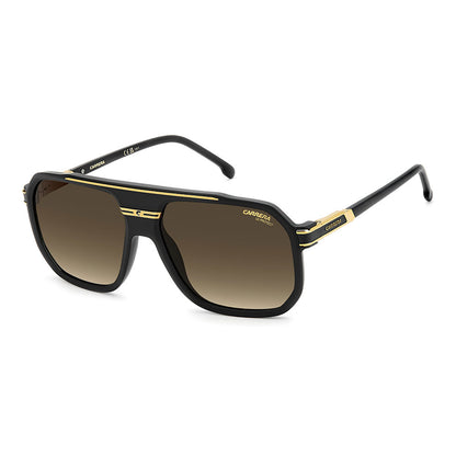 Carrera 1077 Pilot-Style Navigator Sunglasses Matte Black Gold - angled view