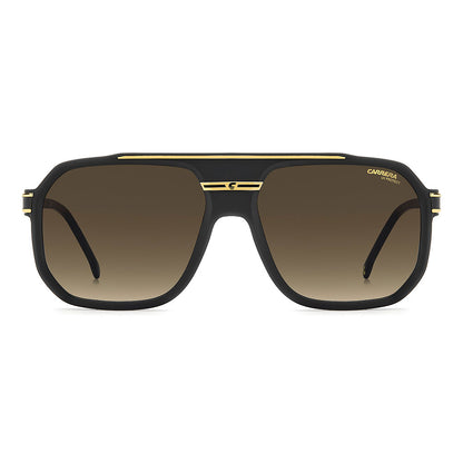 Carrera 1077 Pilot-Style Navigator Sunglasses Matte Black Gold - front view