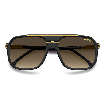Carrera 1077 Pilot-Style Navigator Sunglasses Matte Black Gold - close front view