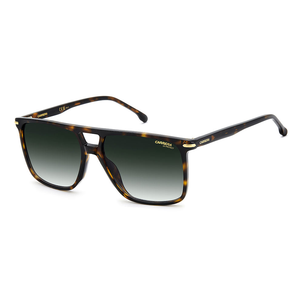 Carrera 366 Rectangular Double Bridge Sunglasses Havana - angled view