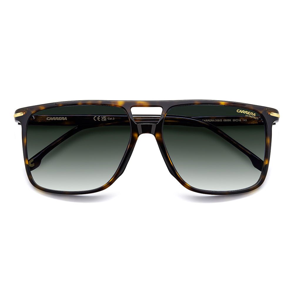 Carrera 366 Rectangular Double Bridge Sunglasses Havana - close front view