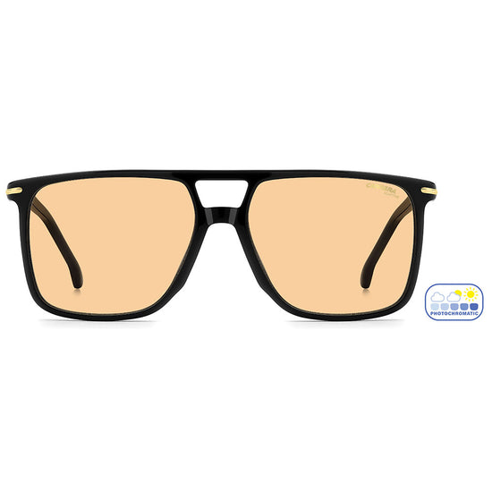 Carrera 366 Rectangular Double Bridge Photochromatic Sunglasses Black - front view