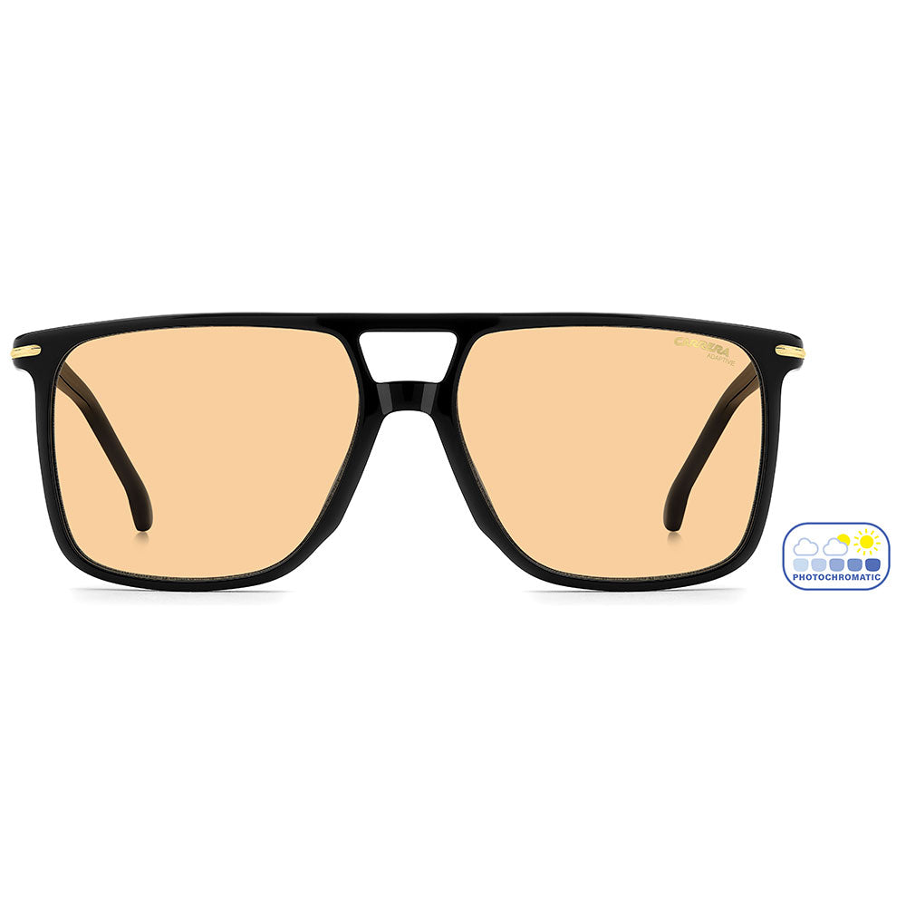 Carrera 366 Rectangular Double Bridge Photochromatic Sunglasses Black - front view