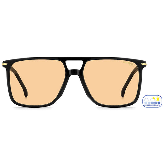 Carrera 366 Rectangular Double Bridge Photochromatic Sunglasses Black - front view