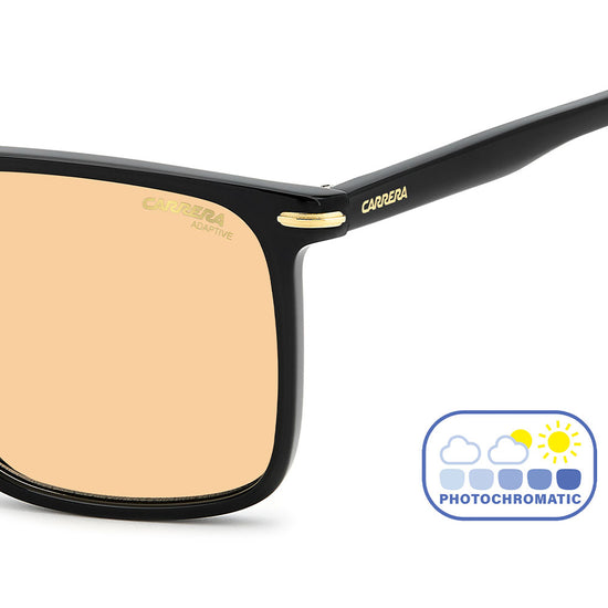 Carrera 366 Rectangular Double Bridge Photochromatic Sunglasses Black - temple detail