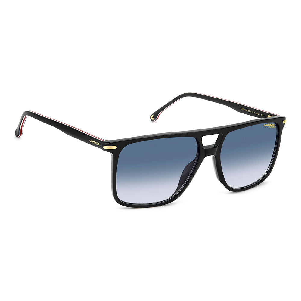 Carrera 366 Rectangular Double Bridge Sunglasses Black Red - side view