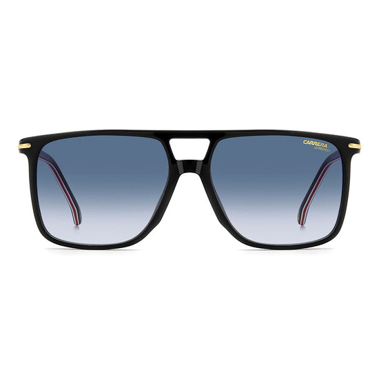 Carrera 366 Rectangular Double Bridge Sunglasses Black Red - front view