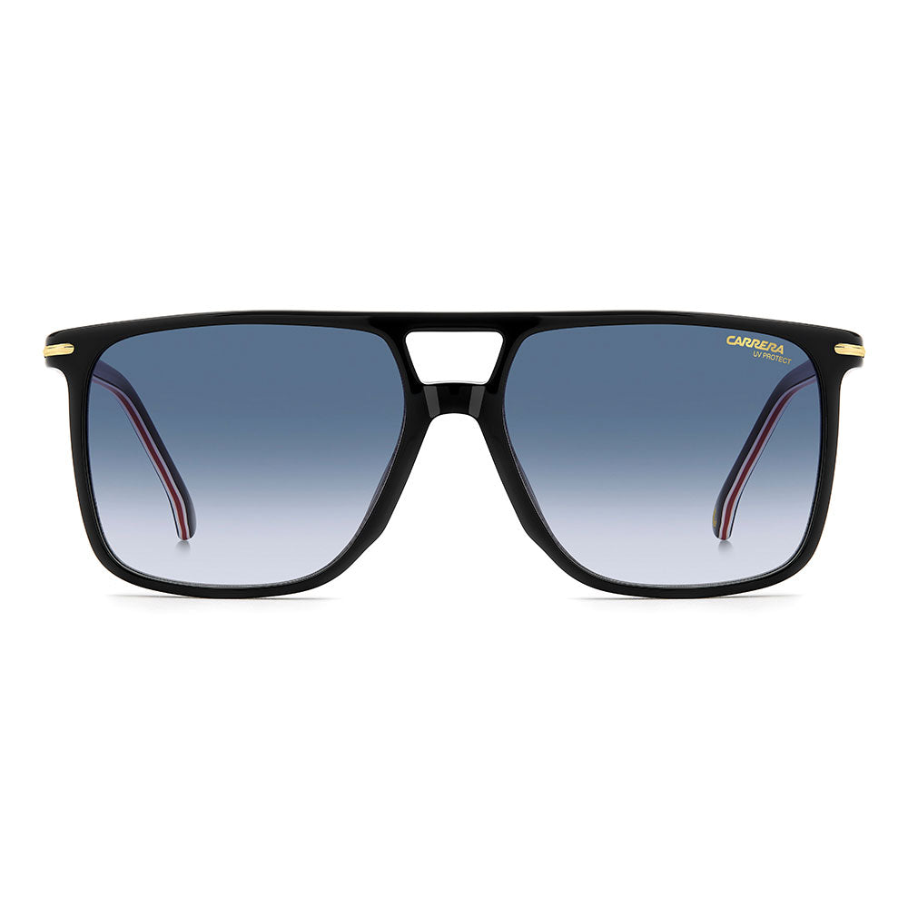 Carrera 366 Rectangular Double Bridge Sunglasses Black Red - front view