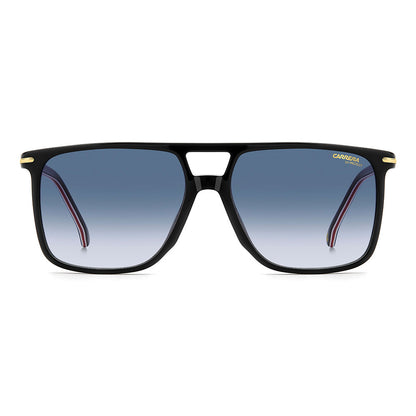 Carrera 366 Rectangular Double Bridge Sunglasses Black Red - front view