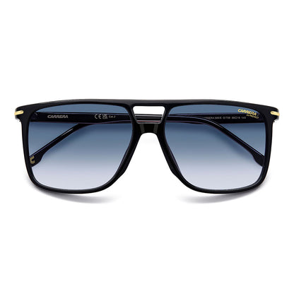 Carrera 366 Rectangular Double Bridge Sunglasses Black Red - close front view