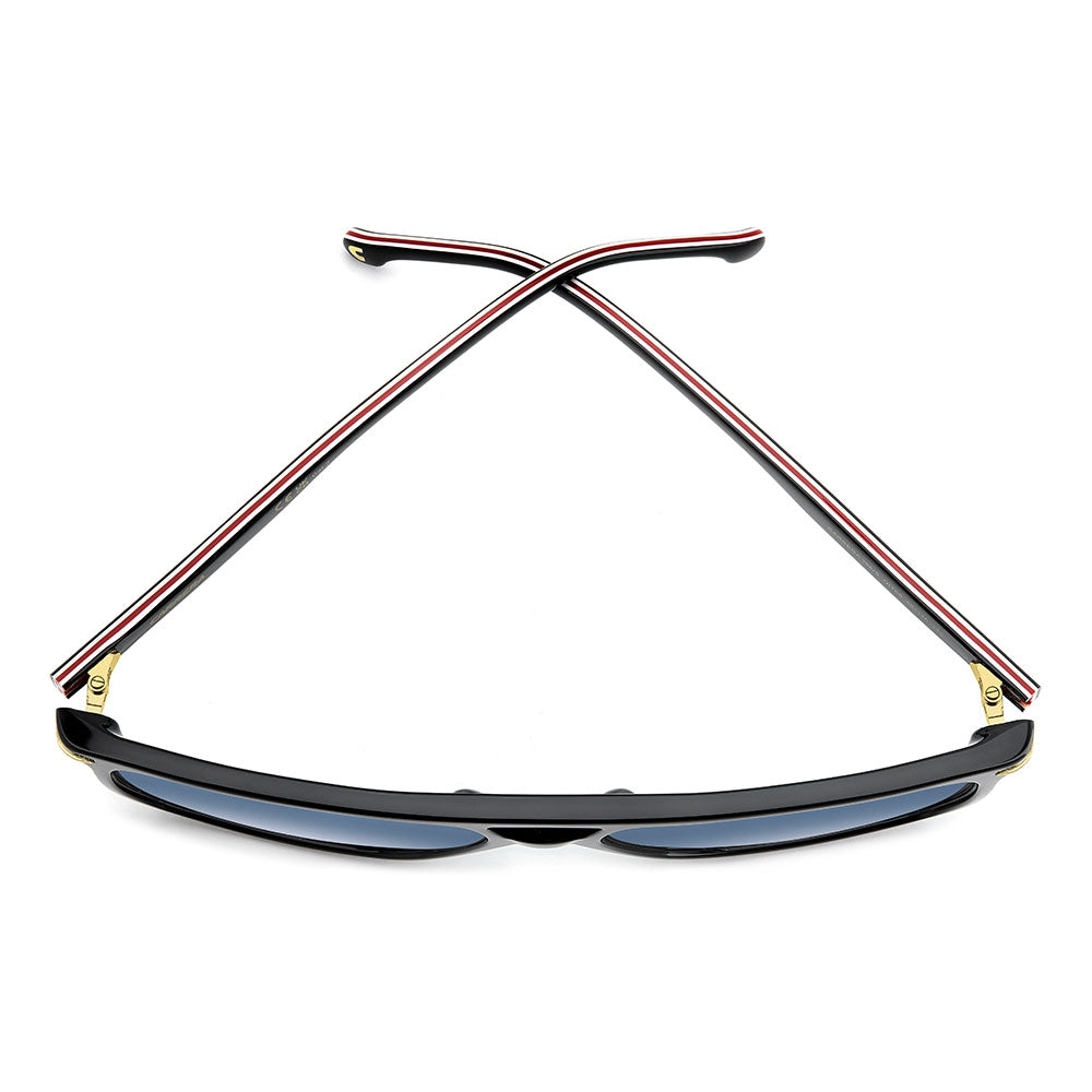 Carrera 366 Rectangular Double Bridge Sunglasses Black Red - folded top view