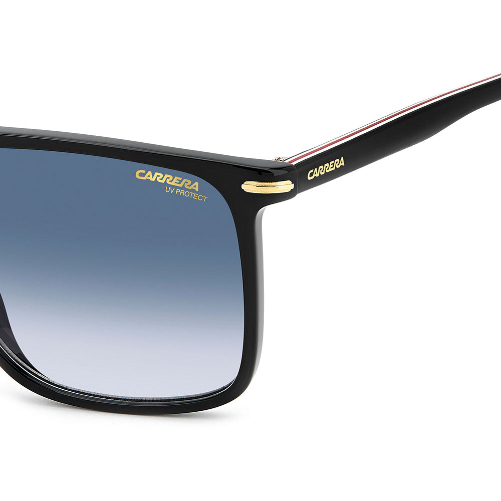 Carrera 366 Rectangular Double Bridge Sunglasses Black Red - temple detail