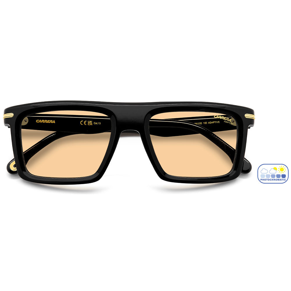 Carrera 364 Rectangular Photochromatic Sunglasses Black Gold - close front view