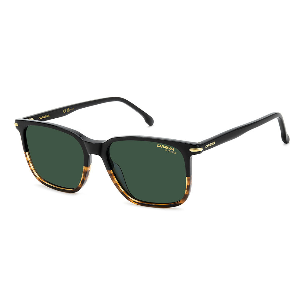 Carrera 367 Rectangular Italian Sunglasses Black Horn - angled view