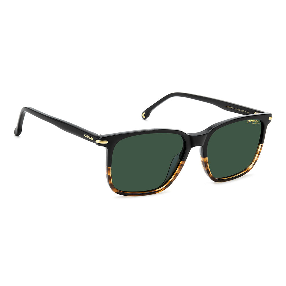 Carrera 367 Rectangular Italian Sunglasses Black Horn - side view