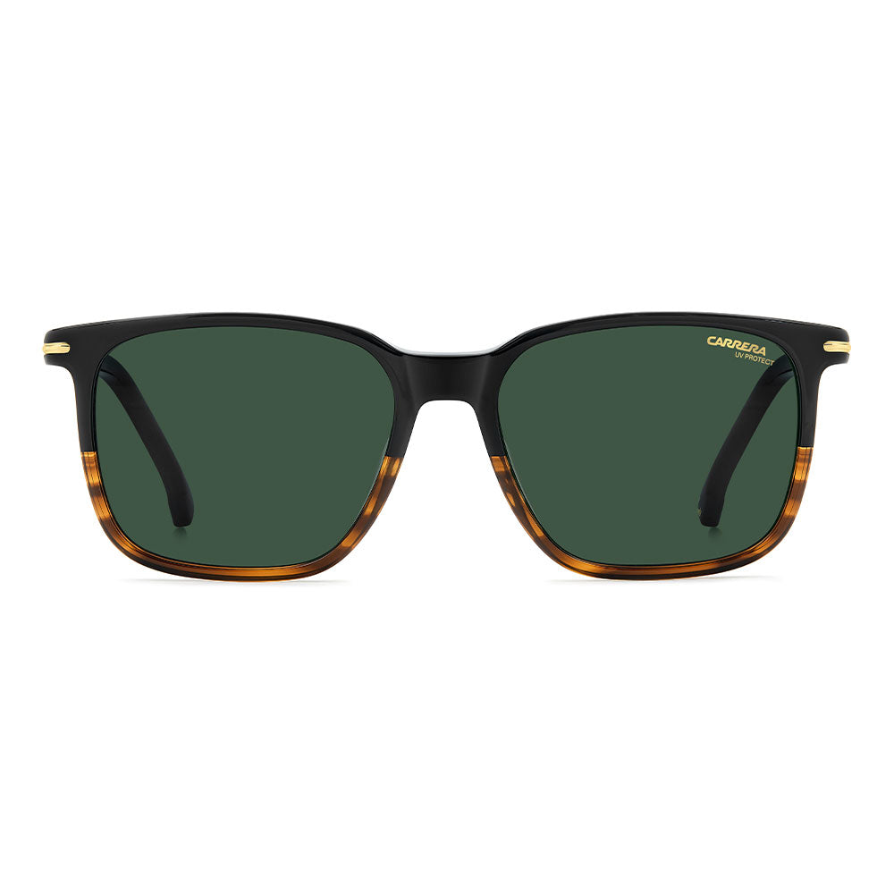 Carrera 367 Rectangular Italian Sunglasses Black Horn - front view