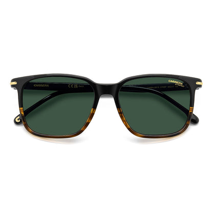 Carrera 367 Rectangular Italian Sunglasses Black Horn - close front view