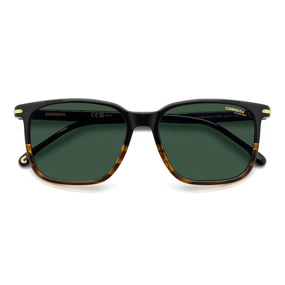 Carrera 367 Rectangular Italian Sunglasses Black Horn - close front view