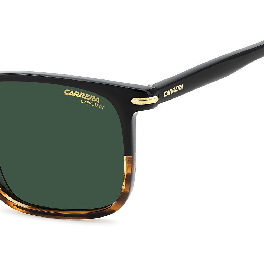 Carrera 367 Rectangular Italian Sunglasses Black Horn - temple detail