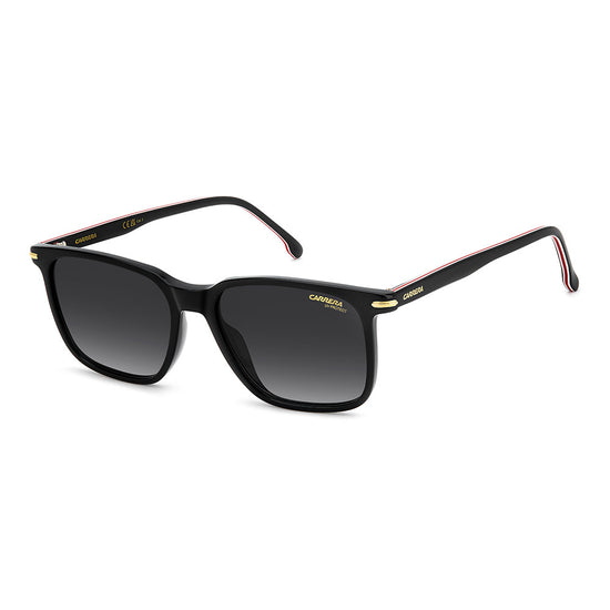 Carrera 367 Rectangular Italian Sunglasses Black Red - angled view