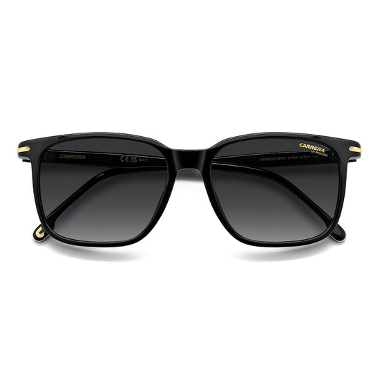 Carrera 367 Rectangular Italian Sunglasses Black Red - close front view
