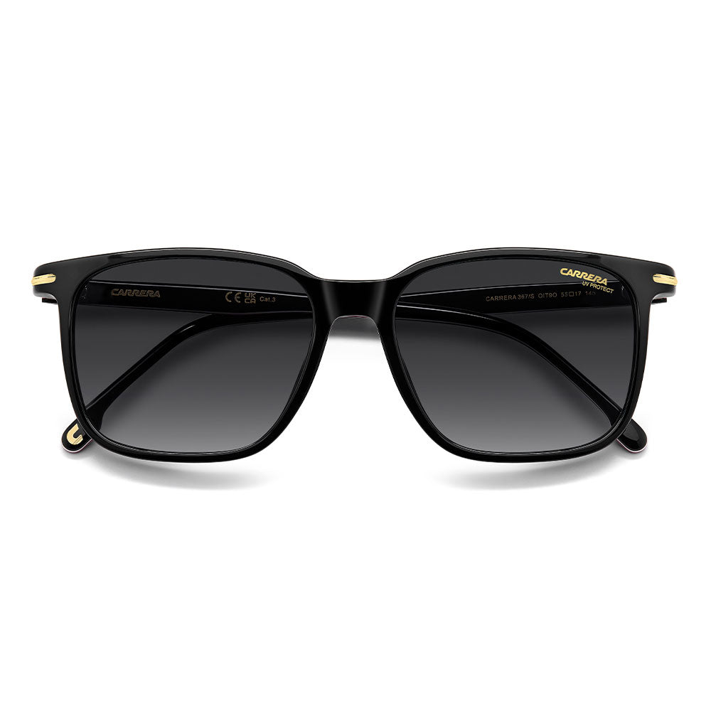 Carrera 367 Rectangular Italian Sunglasses Black Red - close front view