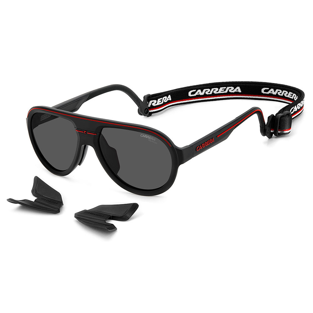 Carrera C SPORT 09 Aviator Sunglasses with Magnetic Side Spoilers Matte Black Red – angled view