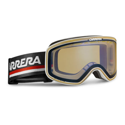 Carrera Snow Goggles matte white with Carrera elastic strap - side angle.