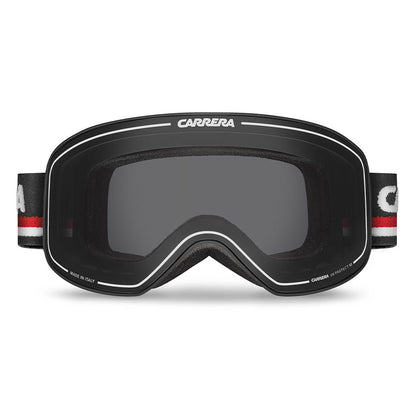 Carrera Snow Goggles black matte frame with grey solid tint lens, top view